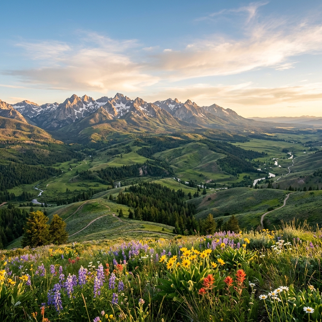 Idaho mountains and valleys landscape